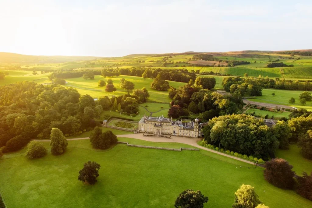 aerial view of castle