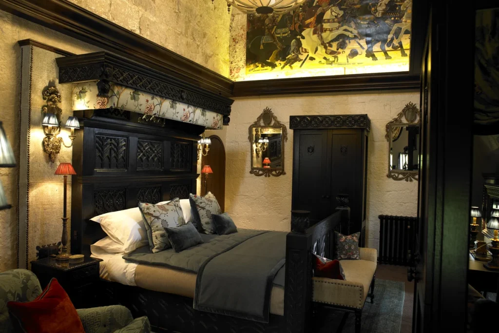 borthwick bedroom with high ceiling