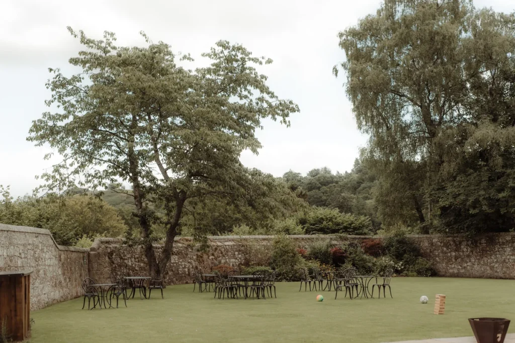 outside gardens of borthwick castle