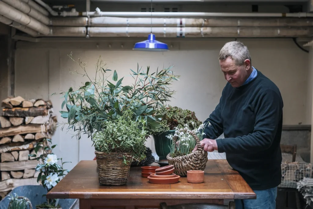 gardener attending flowers