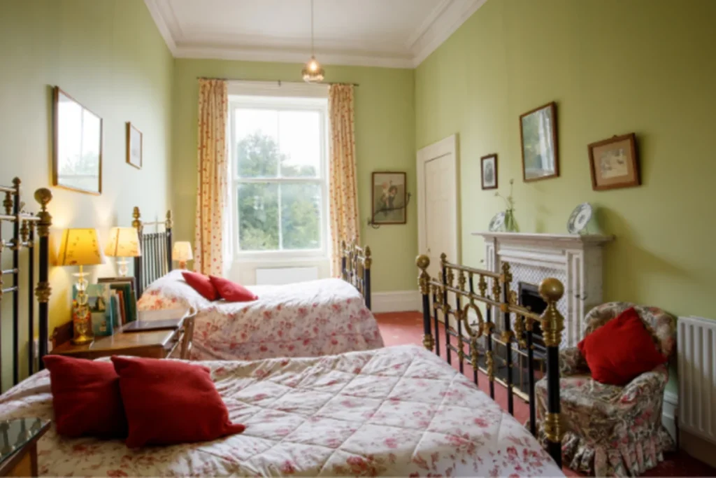 temple house with two single beds